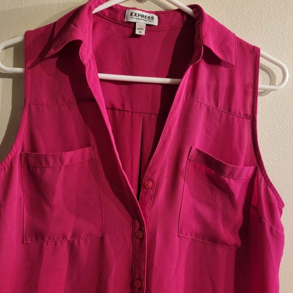 Express Women's Pink Sleeveless Sheer Top - Picture 2 of 7